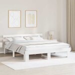 Vidaxl cadre de lit avec t�te de lit blanche 200x200 cm en bois massif de pin sans sommier durable plateforme ...