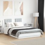 Vidaxl cadre de lit avec tte de lit lit double avec sommier  lattes lit adulte de chambre moderne blanc ...