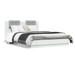 Vidaxl cadre de lit avec tête de lit lit double avec sommier à lattes lit adulte de chambre moderne blanc ... Vidaxl cadre de lit avec tête de lit lit double avec sommier à lattes lit adulte de chambre moderne blanc ...