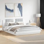 Vidaxl cadre de lit avec t�te de lit lit double avec sommier � lattes lit adulte de chambre moderne blanc ...