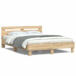 Vidaxl cadre de lit avec tête de lit et led lit double avec sommier à lattes lit adulte de chambre chêne ... Vidaxl cadre de lit avec tête de lit et led lit double avec sommier à lattes lit adulte de chambre chêne ...