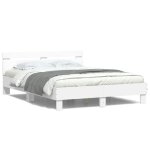 Vidaxl cadre de lit avec tte de lit et led lit double avec sommier  lattes lit adulte de chambre blanc ...