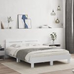 Vidaxl cadre de lit avec tte de lit et led lit double avec sommier  lattes lit adulte de chambre blanc ...