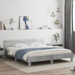 Vidaxl cadre de lit avec t�te de lit et led lit double avec sommier � lattes lit adulte de chambre gris ...
