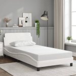 Vidaxl cadre de lit avec t�te de lit lit rembourr� avec sommier � lattes lit simple avec pied chambre ...