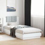 Vidaxl cadre de lit avec t�te de lit lit simple avec sommier � lattes lit adulte de chambre moderne blanc ...