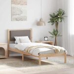 Vidaxl cadre de lit avec t�te de lit taupe 80 x 190 cm pin massif cadre de lit en pin moderne plateforme ...