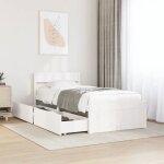 Vidaxl cadre de lit avec tiroirs blanc 100x200 cm bois massif de pin meuble de chambre � coucher sommier ...