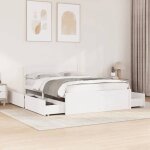 Vidaxl cadre de lit avec tiroirs blanc 140x190 cm bois de pin massif meuble de chambre à coucher sommier ... Vidaxl cadre de lit avec tiroirs blanc 140x190 cm bois de pin massif meuble de chambre à coucher sommier ...