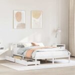 Vidaxl cadre de lit avec tiroirs blanc 140x190 cm bois de pin massif sommier cadre de lit double cadre ... Vidaxl cadre de lit avec tiroirs blanc 140x190 cm bois de pin massif sommier cadre de lit double cadre ...