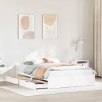 Vidaxl cadre de lit avec tiroirs blanc 140x190 cm bois de pin massif sommier cadre de lit double cadre ... Vidaxl cadre de lit avec tiroirs blanc 140x190 cm bois de pin massif sommier cadre de lit double cadre ...