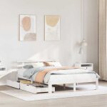 Vidaxl cadre de lit avec tiroirs blanc 140x190 cm bois de pin massif sommier cadre de lit double cadre ... Vidaxl cadre de lit avec tiroirs blanc 140x190 cm bois de pin massif sommier cadre de lit double cadre ...