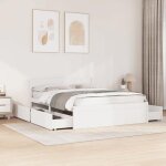 Vidaxl cadre de lit avec tiroirs blanc 160x200 cm bois massif de pin meuble de chambre à coucher sommier ... Vidaxl cadre de lit avec tiroirs blanc 160x200 cm bois massif de pin meuble de chambre à coucher sommier ...