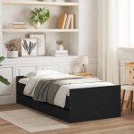 Vidaxl cadre de lit avec tiroirs lit simple avec sommier  lattes lit adulte de chambre moderne noir ...