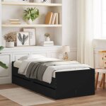 Vidaxl cadre de lit avec tiroirs lit simple avec sommier  lattes lit adulte de chambre moderne noir ...