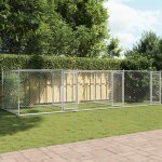 Vidaxl cage pour chien avec portes chenil pour chien maison pour chien niche de jardin terrasse gris ...