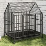 Vidaxl cage pour chien avec roues, chenil pour chien avec porte, maison pour chien avec toit, niche de ...
