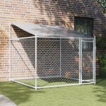 Vidaxl cage pour chien avec toit et porte, chenil d'extrieur pour chiots, enclos pour animaux de compagnie, ...