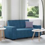 Vidaxl canap� � 2 places bleu 120 cm velours canap� canap� deux places canap� 2 places en velours 4105019 ...