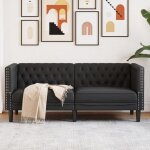 Vidaxl canap  2 places chesterfield noir similicuir canap canap rembourr canap  2 places causeuse ...