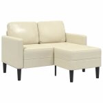 Vidaxl canap 2 places avec mridienne en l crme 125 cm similicuir canap 2 places de chambre causeuse ...