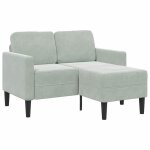 Vidaxl canap 2 places avec mridienne en l gris clair 125 cm velours canap 2 places de chambre causeuse ...