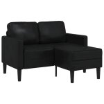Vidaxl canap 2 places avec mridienne en l noir 125 cm similicuir canap 2 places de chambre causeuse ...