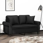 Vidaxl canap 2 places avec oreillers dcoratifs noir 120cm similicuir 3200925