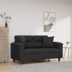 Vidaxl canapé 2 places avec oreillers décoratifs noir 120cm similicuir, canapé, causeuse, canapé de salon, ... Vidaxl canapé 2 places avec oreillers décoratifs noir 120cm similicuir, canapé, causeuse, canapé de salon, ...