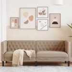 Vidaxl canap  3 places chesterfield cappuccino similicuir, canap, canap de salon, canap  trois ...
