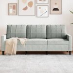 Vidaxl canapé à 3 places gris clair 180 cm velours canapé canapé de salon canapé à trois places canapé ... Vidaxl canapé à 3 places gris clair 180 cm velours canapé canapé de salon canapé à trois places canapé ...