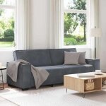 Vidaxl canap� 3 places gris fonc� 220x78x84 cm velours canap� canap� trois places canap� 3 places en ...
