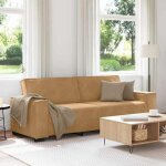 Vidaxl canap� 3 places marron 220x78x84 cm velours canap� canap� trois places canap� 3 places en velours ...