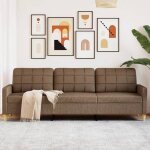 Vidaxl canap  3 places marron 210 cm tissu canap canap de salon canap  trois places canap rembourr ...