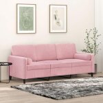 Vidaxl canap� 3 places avec oreillers d�coratifs rose 180 cm velours canap� canap� de salon canap� 3 ...