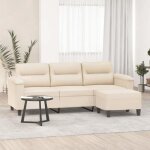 Vidaxl canap 3 places avec repose - pieds beige 180 cm tissu microfibre canap canap avec repose - ...