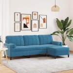 Vidaxl canapé à 3 places avec repose - pieds bleu 210 cm velours canapé canapé de salon canapé 3 places ... Vidaxl canapé à 3 places avec repose - pieds bleu 210 cm velours canapé canapé de salon canapé 3 places ...