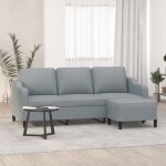 Vidaxl canap  3 places avec repose - pieds gris clair 180 cm tissu canap canap avec repose - pieds ...