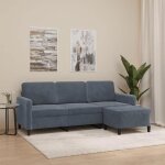 Vidaxl canap  3 places avec repose - pieds gris fonc 180 cm velours canap canap avec repose - pieds ...