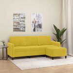 Vidaxl canap  3 places avec repose - pieds jaune 180 cm velours canap canap avec repose - pieds canap ...