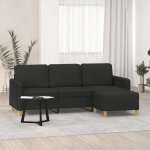Vidaxl canap  3 places avec repose - pieds noir 180 cm tissu 3201196