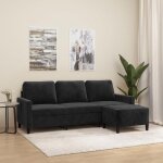 Vidaxl canap� � 3 places avec repose - pieds noir 180 cm velours canap� canap� avec repose - pieds canap� ...