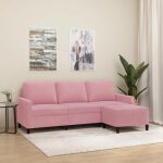 Vidaxl canap  3 places avec repose - pieds rose 180 cm velours canap canap avec repose - pieds canap ...