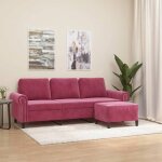 Vidaxl canap  3 places et repose - pieds rouge bordeaux 180 cm velours canap canap avec repose - ...