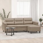 Vidaxl canap 3 places avec repose - pieds taupe 180 cm tissu microfibre canap canap avec repose - ...