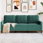 Vidaxl canap� � 3 places vert fonc� 180 cm velours canap� canap� de salon canap� � trois places canap� ...