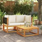 Vidaxl canap�s dangle de jardin avec coussins 2 pi�ces bois dacacia et rotin 3278876
