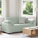 Vidaxl canap� causeuse gris clair 180x77x82 cm velours canap� deux places divan si�ge de salon canap� ...