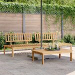 Vidaxl canaps centraux palette de jardin 2 pcs bois massif dacacia canap palette en bois banc dextrieur ...