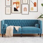 Vidaxl canapé chesterfield avec traversins 2 places bleu velours canapé canapé rembourré canapé à 2 places ... Vidaxl canapé chesterfield avec traversins 2 places bleu velours canapé canapé rembourré canapé à 2 places ...